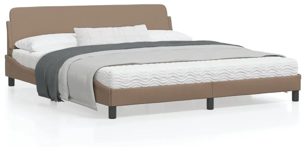 vidaXL Estrutura cama cabeceira 180x200 cm couro artificial cappuccino