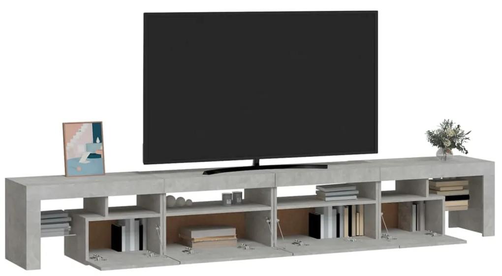 Móvel de TV com luzes LED 260x36,5x40 cm cinzento cimento