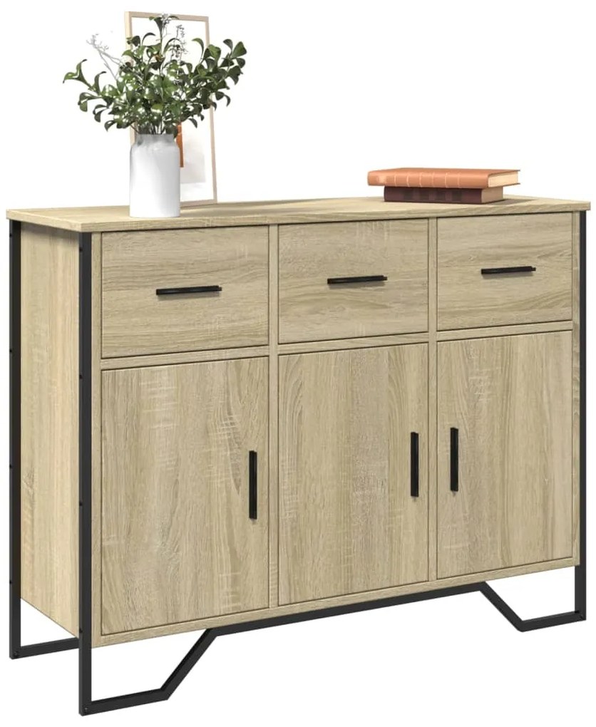 vidaXL Aparador 97x32,5x74,5 cm derivados de madeira carvalho sonoma
