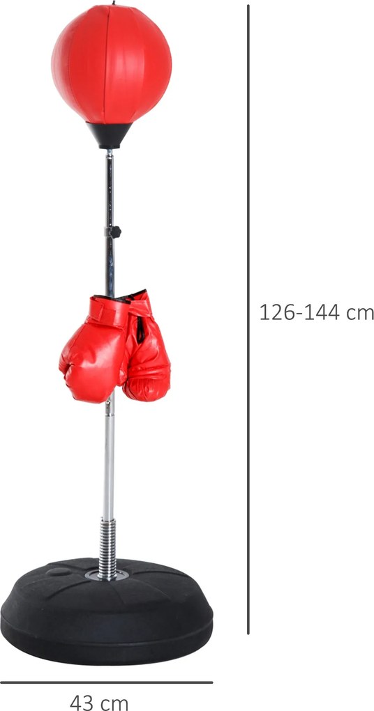 Saco de Boxe de Pé com Altura Ajustável – 126-144 cm – Vermelho e Pret