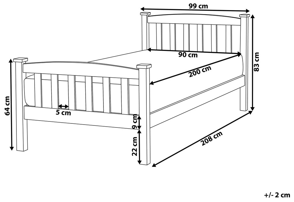 Cama individual em madeira branca 90 x 200 cm GIVERNY Beliani
