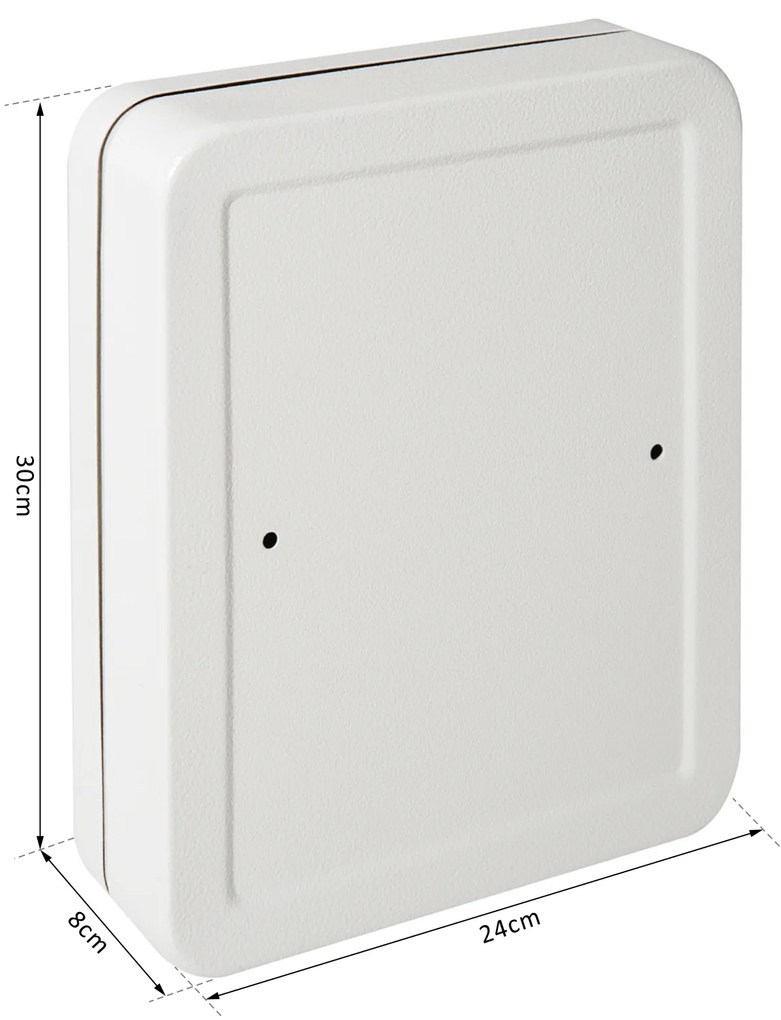 HOMCOM Chaveiro 45 Ganchos Chaveiro de Parede Caixa de Segurança com Fechadura Etiquetas 30x24x7,5 cm Aço