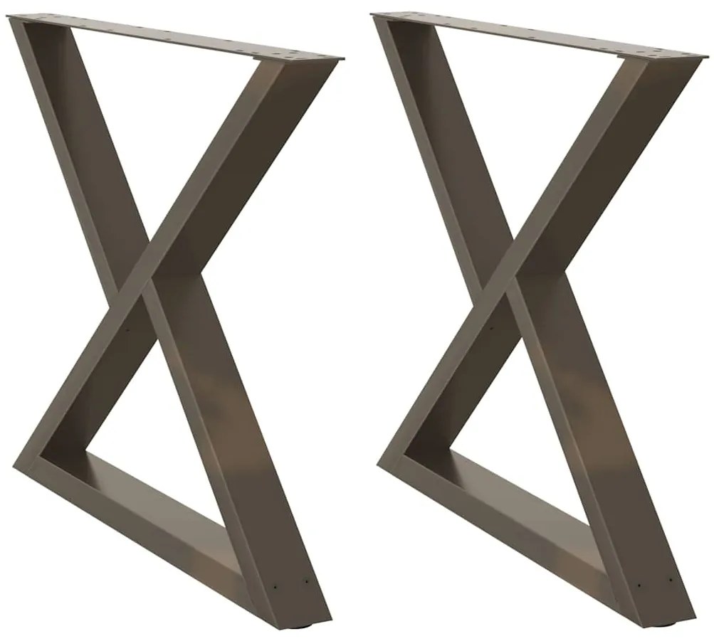 Pés para mesa de jantar 2 peças aço natural 90x(72-73,3) cm aço
