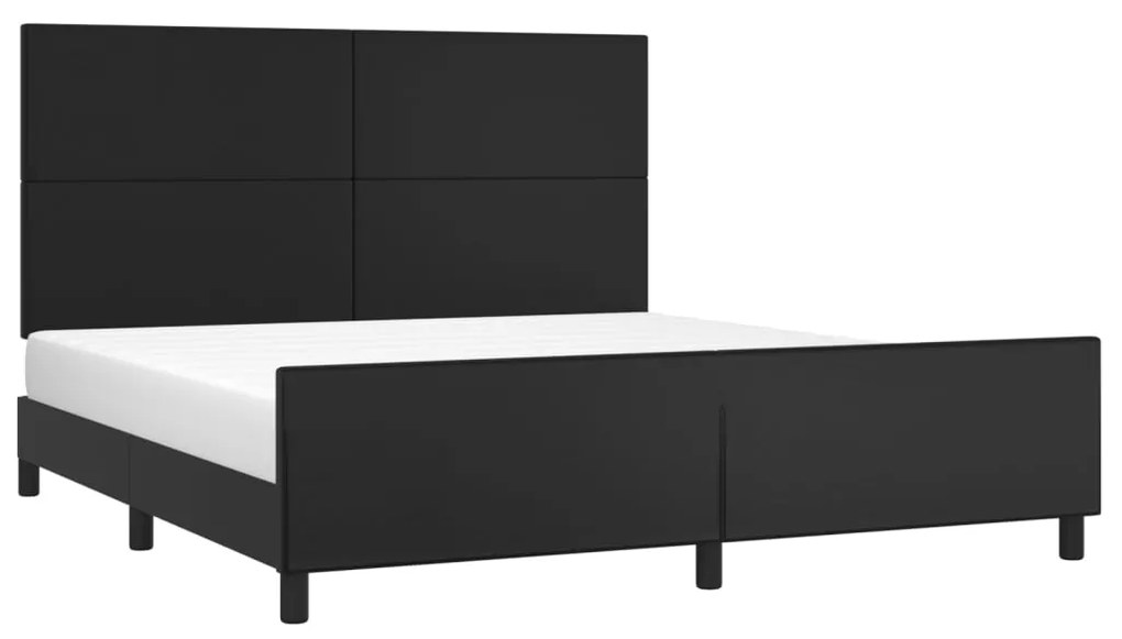 Estrutura de cama c/ cabeceira 180x200cm couro artificial preto