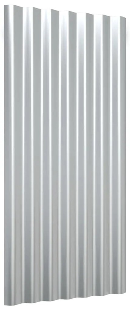 Painéis de telhado 12 pcs 80x36 cm aço revestido a pó prateado