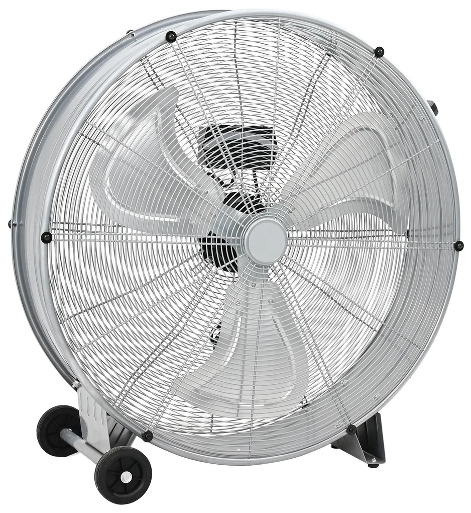 Ventilador de Tambor vidaXL com Rodas 3 Velocidades Prateado de 77 cm