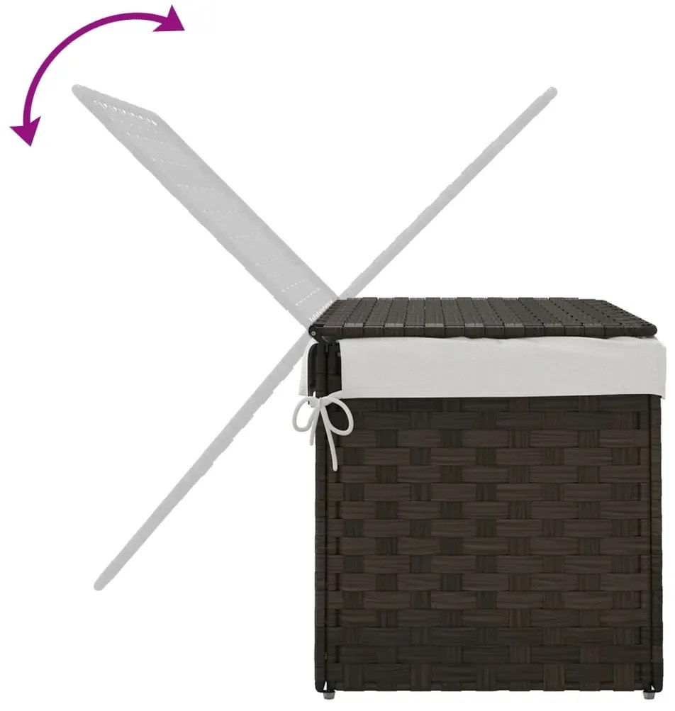 Cesto roupa suja c/ tampa 55,5x35x34 cm vime PE castanho-escuro