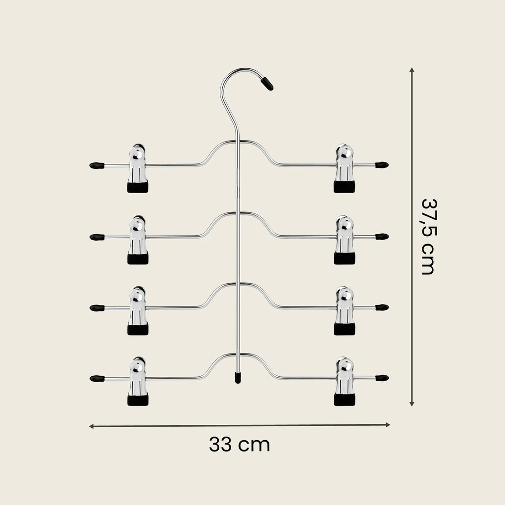 Conjunto de 3 Cabide para saias com clipes de metal 33 x 37,5 cm prateado-preto