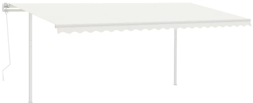 Toldo retrátil automático com postes 5x3,5 m cor creme