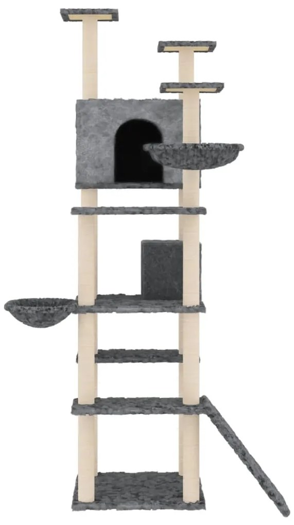 Árvore p/ gatos c/ poste arranhador sisal 191 cm cinza-escuro