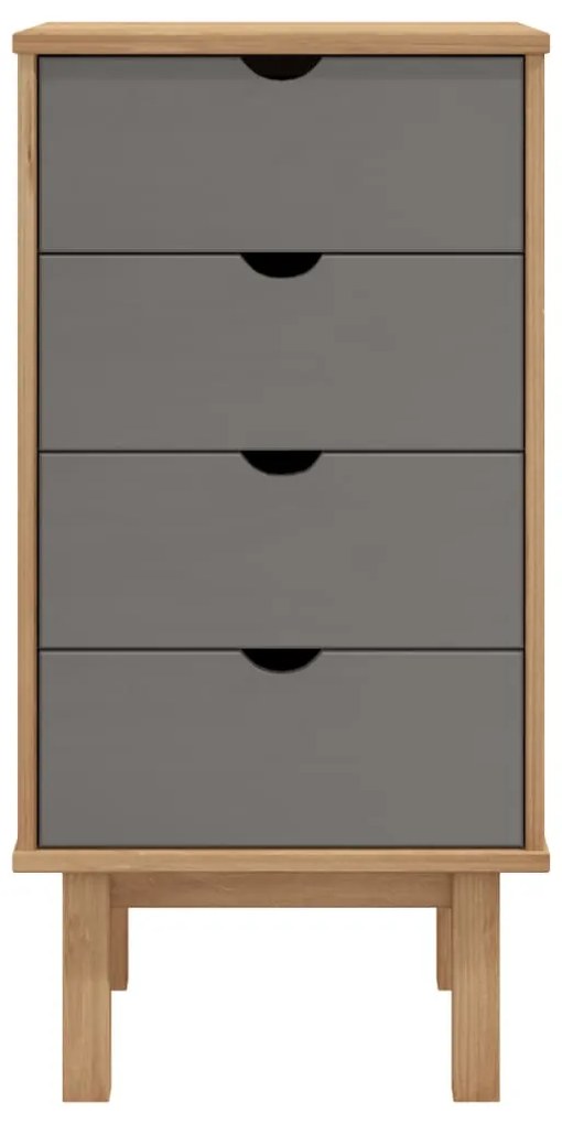 Armário gavetas OTTA 45x39x90 cm pinho maciço castanho/cinza