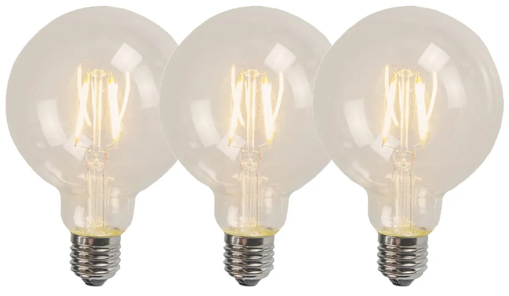 Conjunto de 3 lâmpadas LED de filamento E27 G95 4W 320lm 2700K