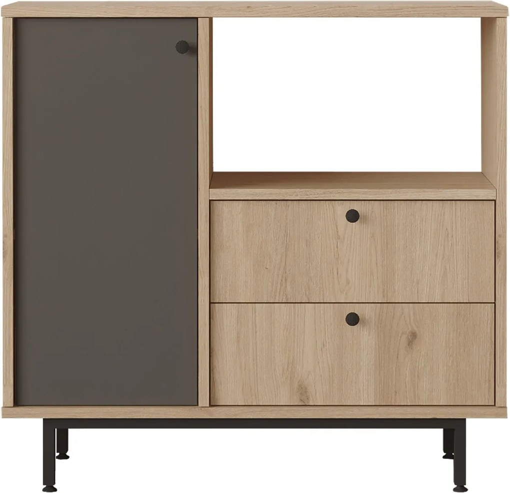 Aparador de cozinha "Toledo" - Carvalho e Antracite - 88x85x35.5cm - D