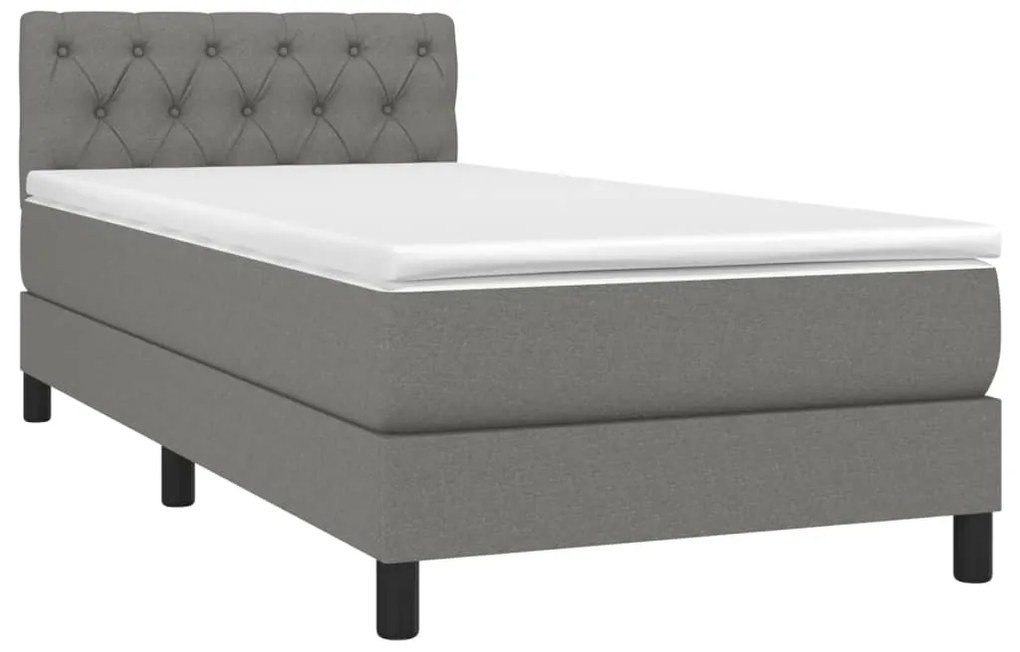 Cama com molas/colchão 80x200 cm tecido cinzento-escuro