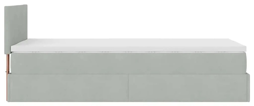 Estrutura cama otomana colchão 90x200 cm veludo cinzento claro