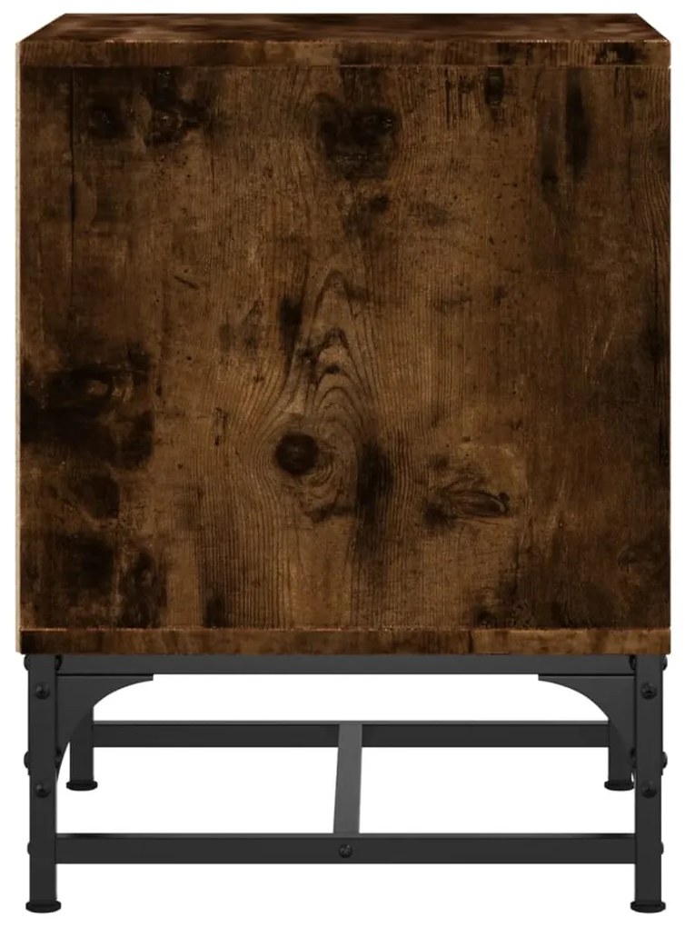 Mesa cabeceira c/ portas vidro 2 pcs 35x37x50cm carvalho fumado