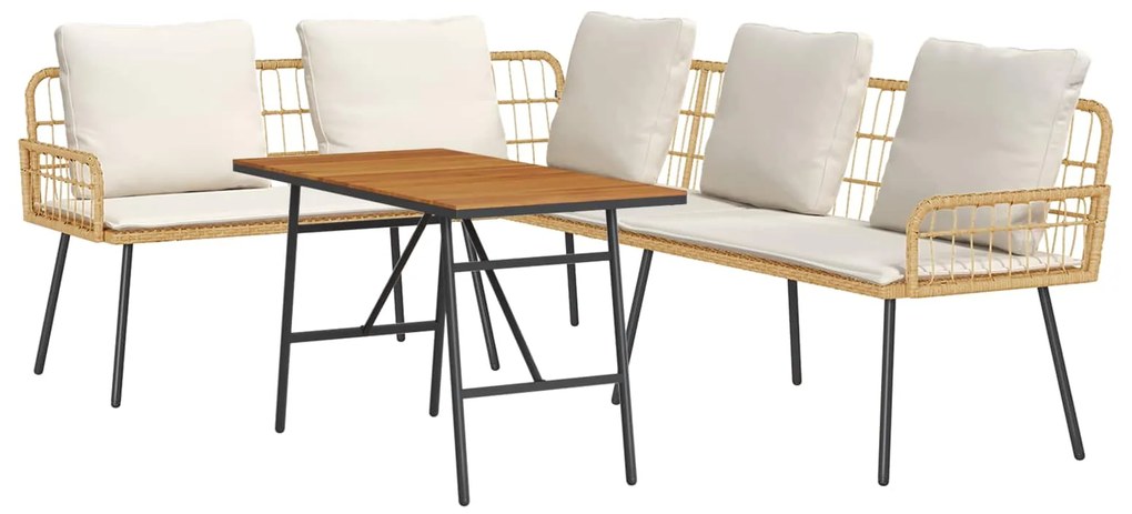 vidaXL Conjunto de Sofá de Jardim 2 pcs Bege vime PE