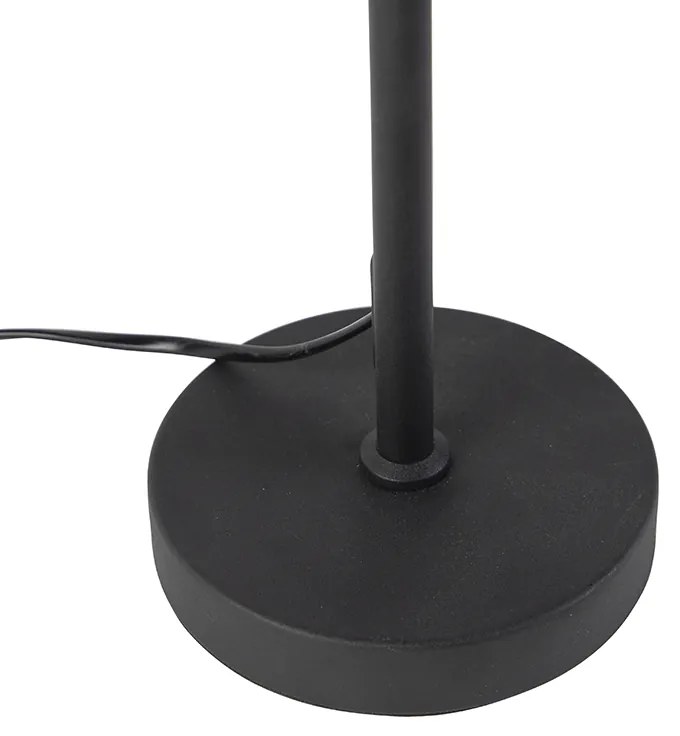 Candeeiro de Mesa Preto com Abajur de Veludo e Design de Folhas e Interior Dourado - Parte Clássico / Antigo,Moderno