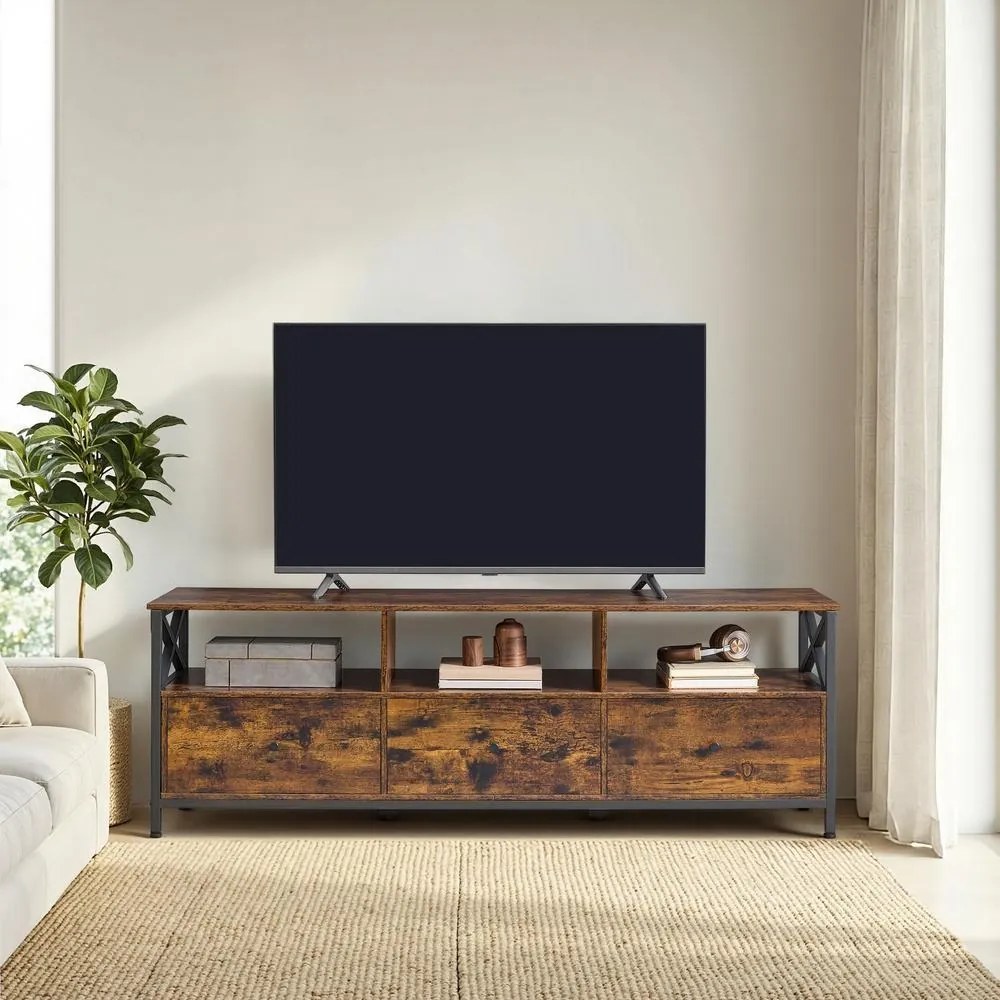 Móvel de TV até 65 polegadas 147 x 40 x 50 cm, com bastante espaço de arrumação castanho-preto