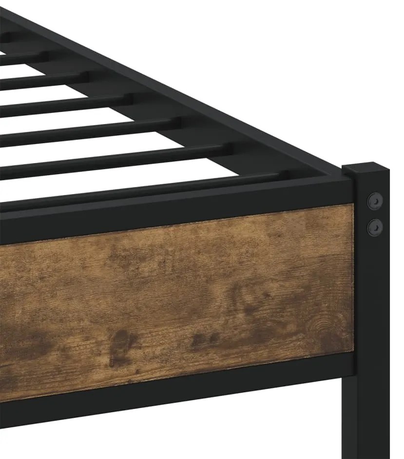 Estrutura de cama sem colchão 90x200 cm metal carvalho fumado