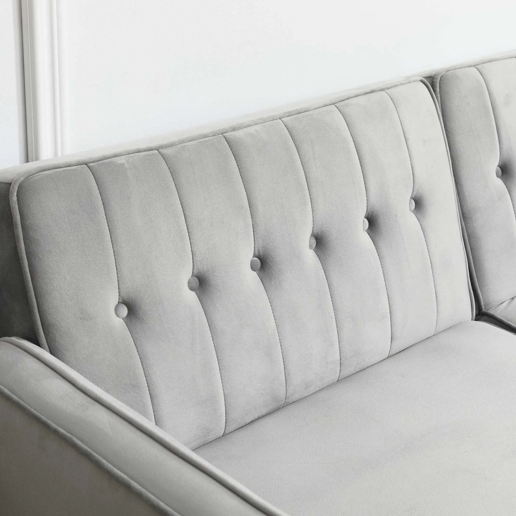 HOMCOM Sofá de 2 Lugares Convertível em Cama Estofado Aveludado com Encosto Ajustável e Pés de Madeira para Sala de Estar Escritório 189x81x83,5cm Cinza