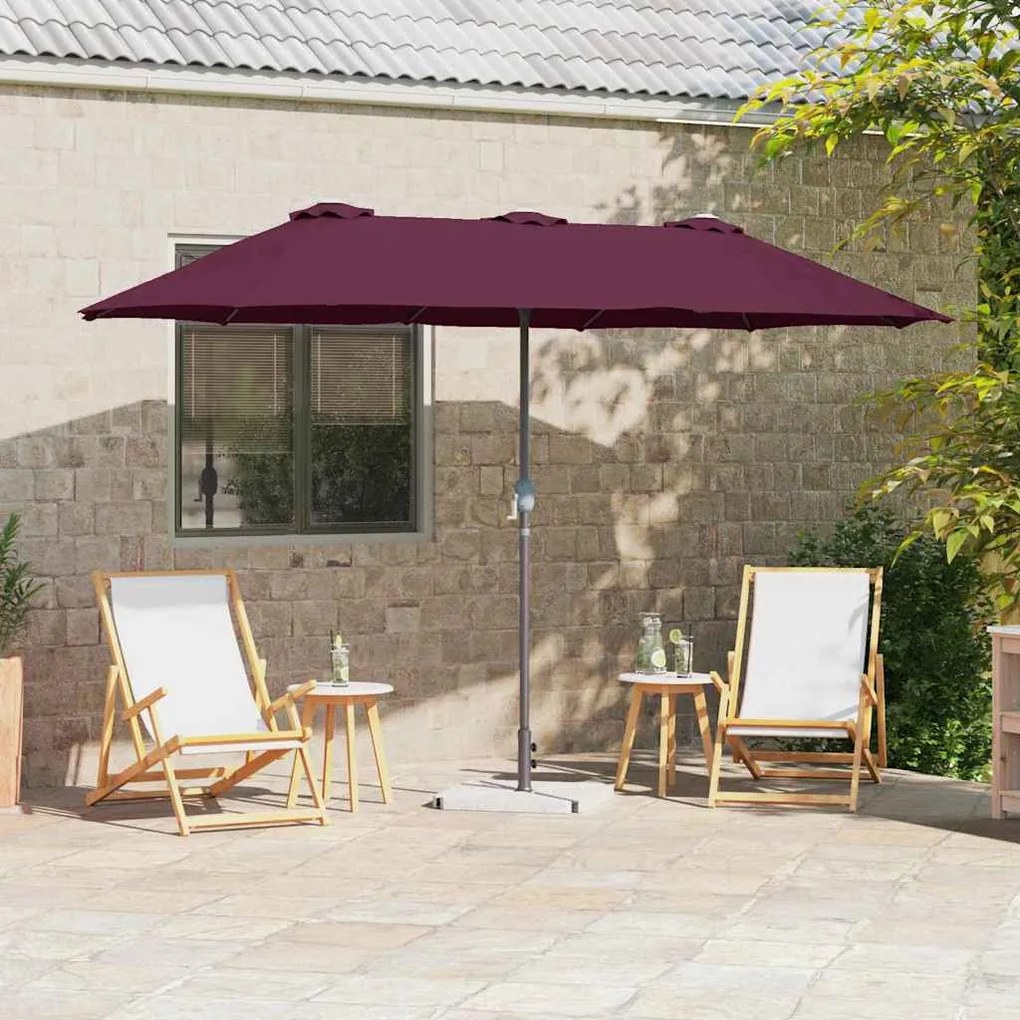 vidaXL Guarda-sol de Jardim Vermelho bordô 380 x 196 x 235 cm