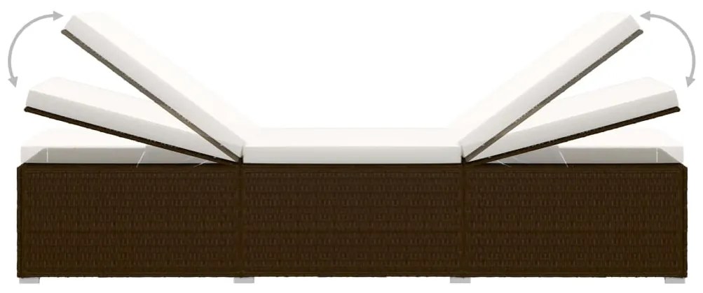 Espreguiçadeira com almofadão e mesa de centro vime PE castanho