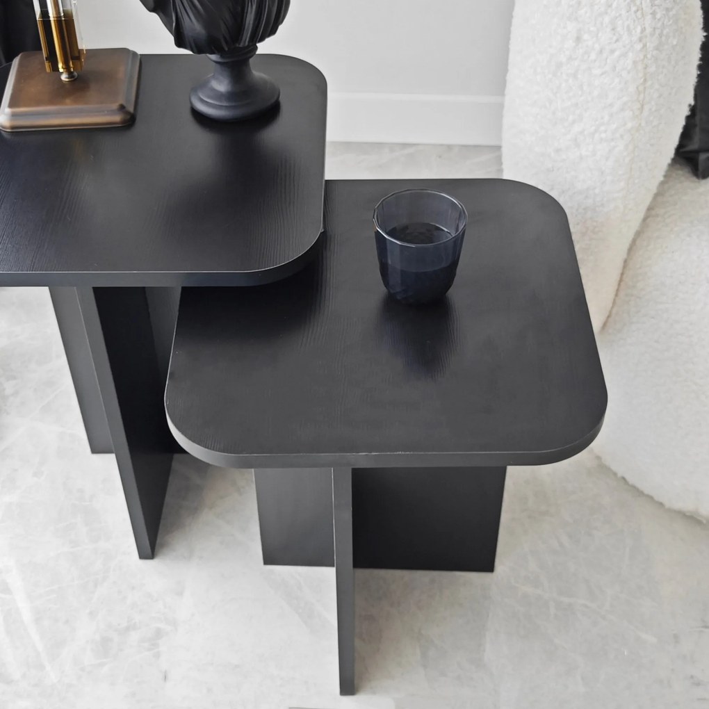 Conjunto de Mesas de Apoio Blues – Preto – 40x50x40 cm & 40x55x40 cm
