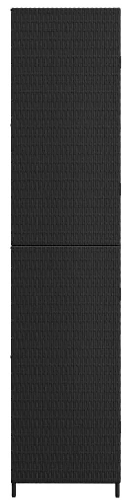 Armário de arrumação p/ jardim 59x40x180 cm vime PE preto