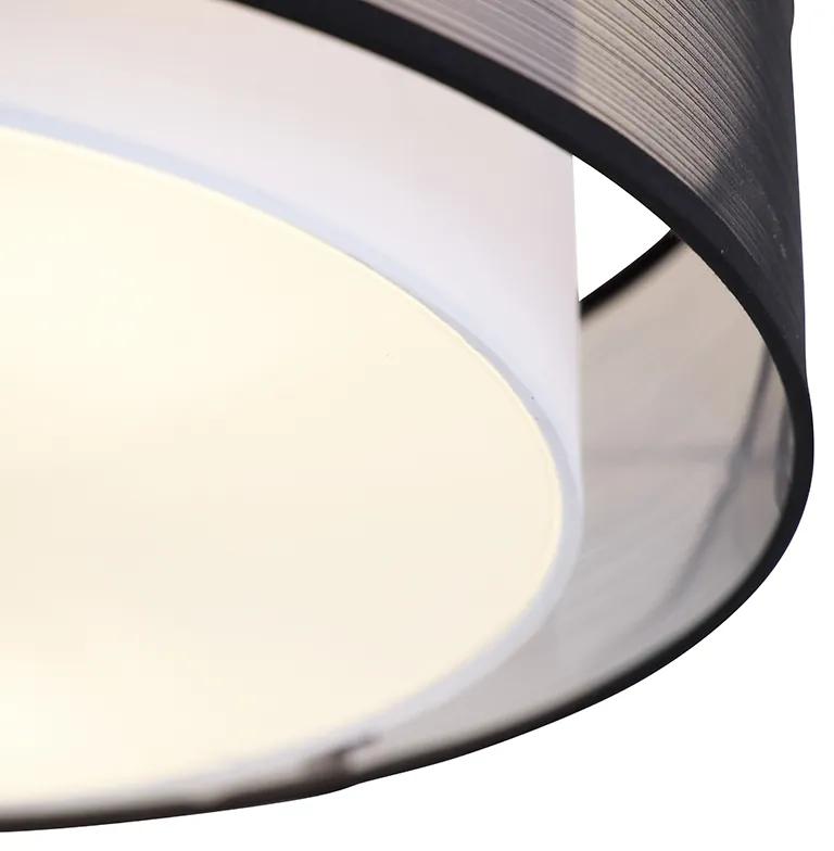 Candeeiro de tecto moderno preto e branco 50 cm 3 luzes - Drum Duo Moderno