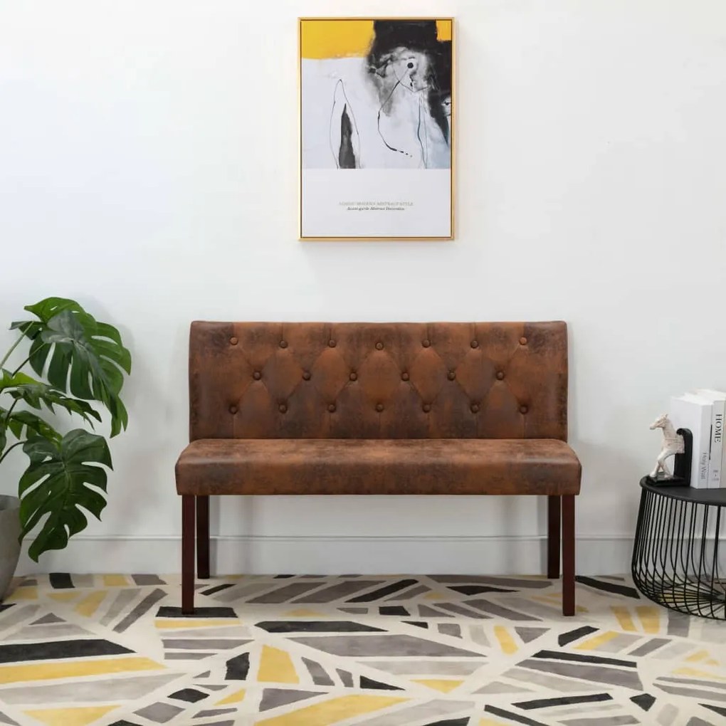 288573 vidaXL Banco 120 cm camurça artificial castanho