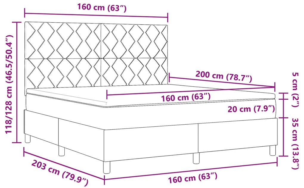 Cama Box Spring com Colchão Creme 160x200 cm Tecido