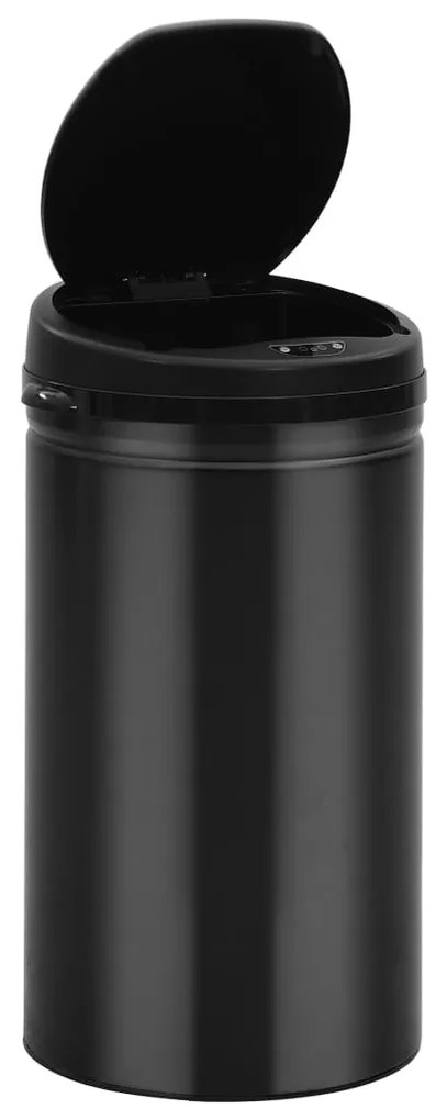 Caixote do lixo com sensor automático 50 L aço carbono preto