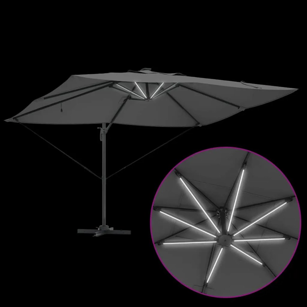 Parasol Cantilever Roma com LEDs Antracite 352x251x265 cm - Estrutura