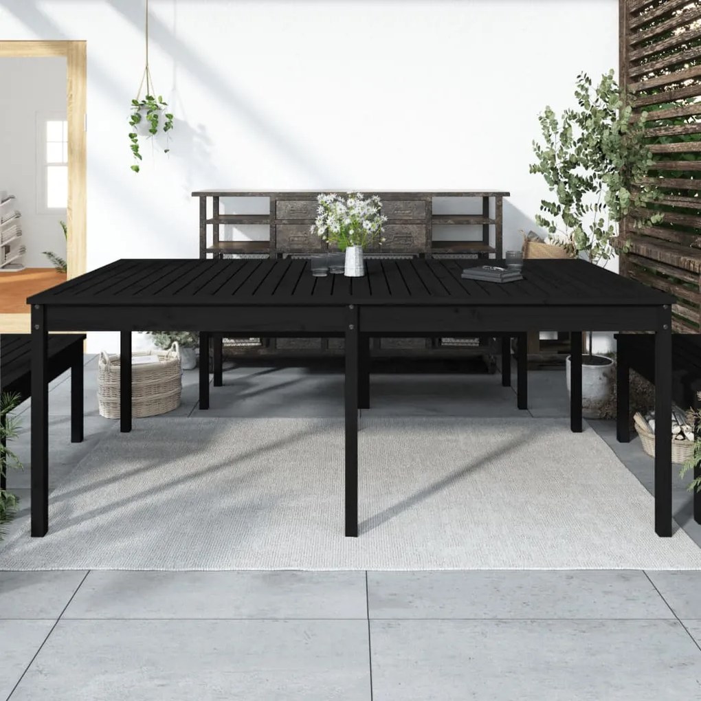vidaXL Mesa de jardim 203,5x100x76 cm madeira de pinho maciça preto