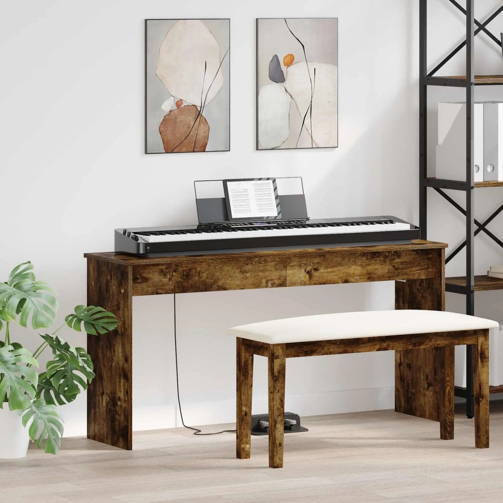vidaXL Suporte de Teclado Carvalho Defumado 130 x 32 x 64 cm