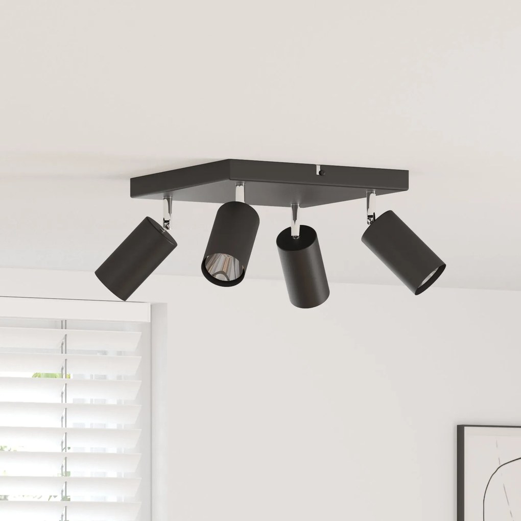 Spotlight de Teto 4 Vias Ajustável Preto GU10