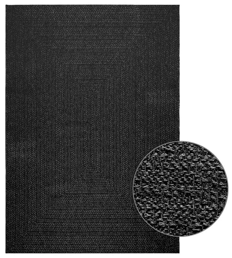 Tapete ZIZUR antracite 160x230 cm aspeto juta interior exterior