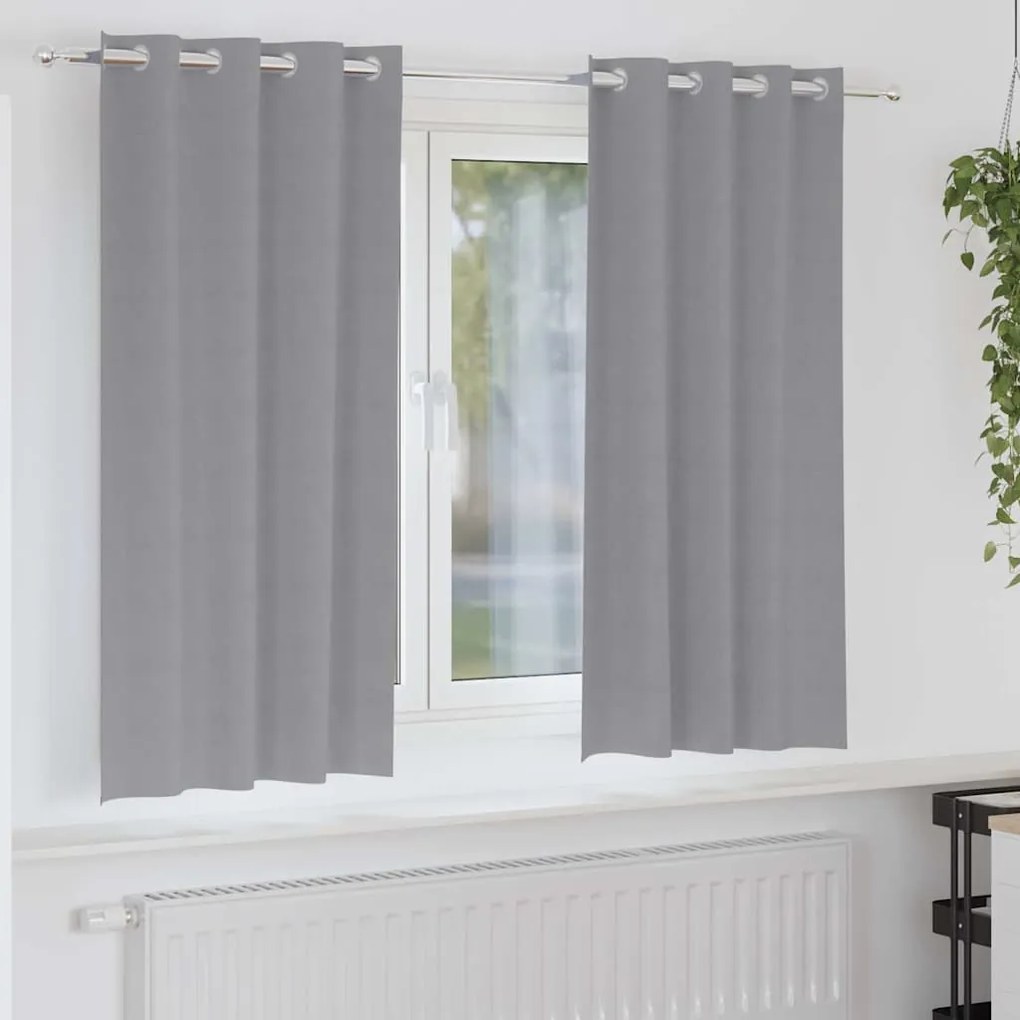 vidaXL Cortinas Blackout com Argolas 2 pcs Cinzento-claro 175 x 140 cm