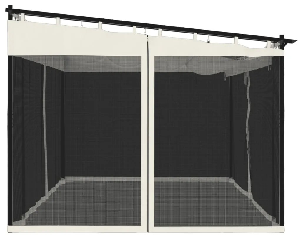 Gazebo com paredes de malha 4x3 m aço creme
