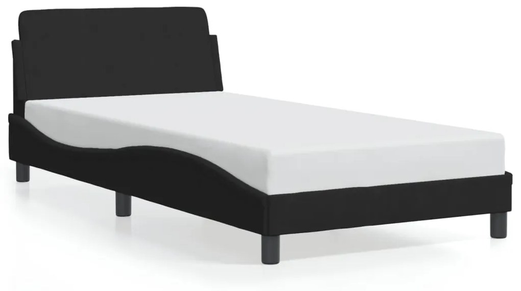 Estrutura de cama c/ cabeceira 100x200 cm veludo preto