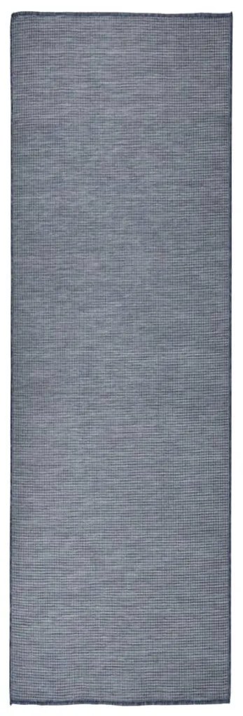 Tapete de tecido plano para exterior 80x250 cm azul