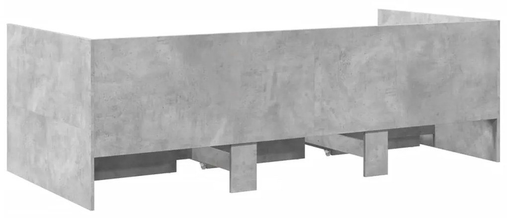 Sofá-cama com gavetas sem colchão 90x200 cm cinzento cimento