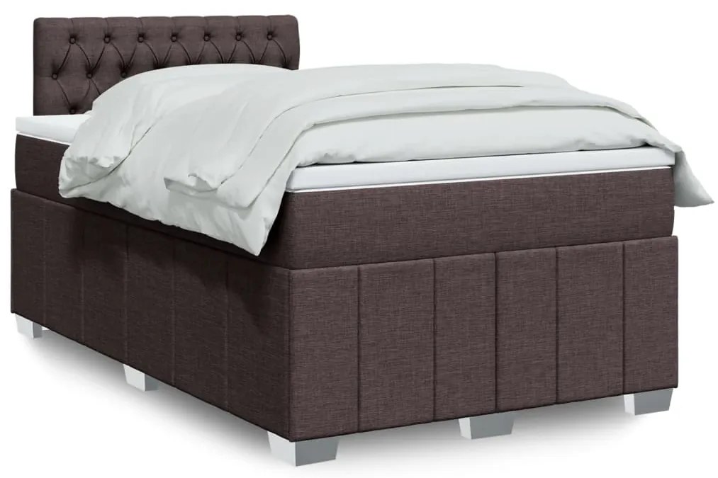 Cama boxspring com colchão 120x190 cm tecido castanho-escuro