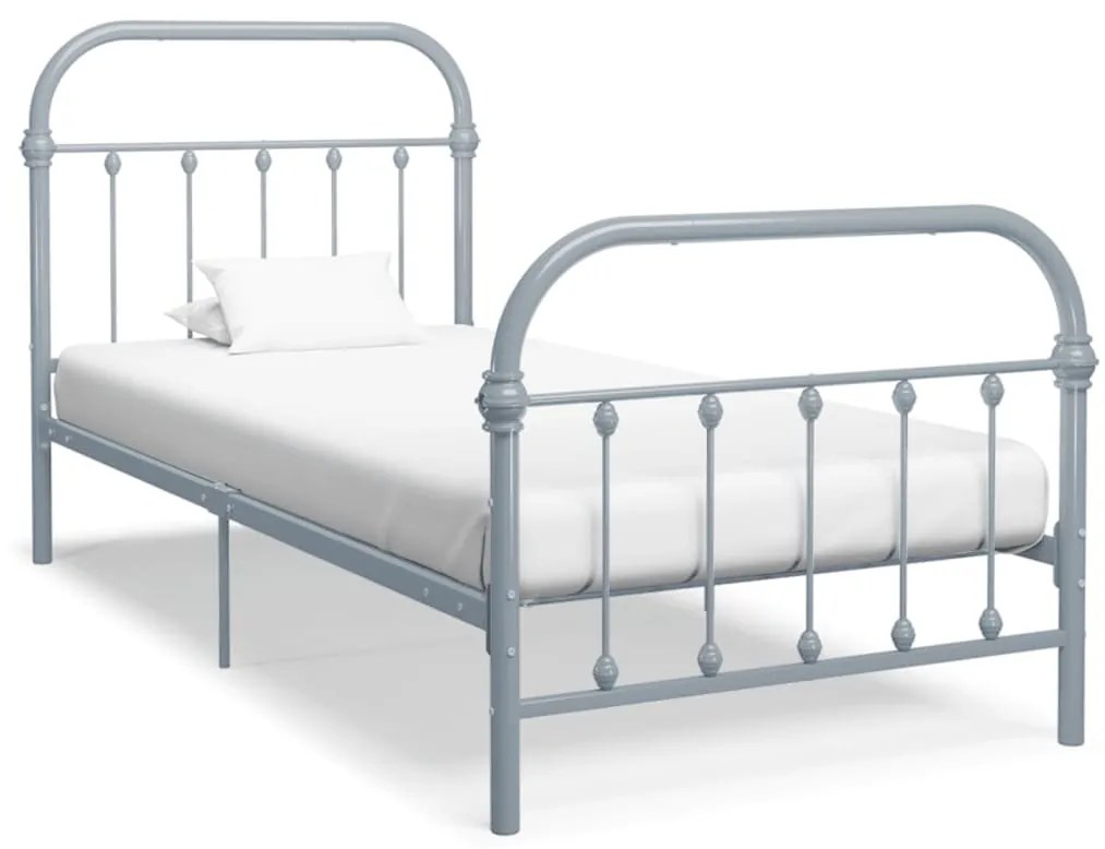 Estrutura de cama 100x200 cm metal cinzento