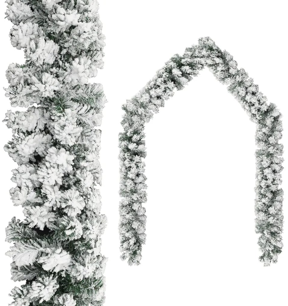 320968 vidaXL Grinalda de Natal com neve 10 m PVC verde