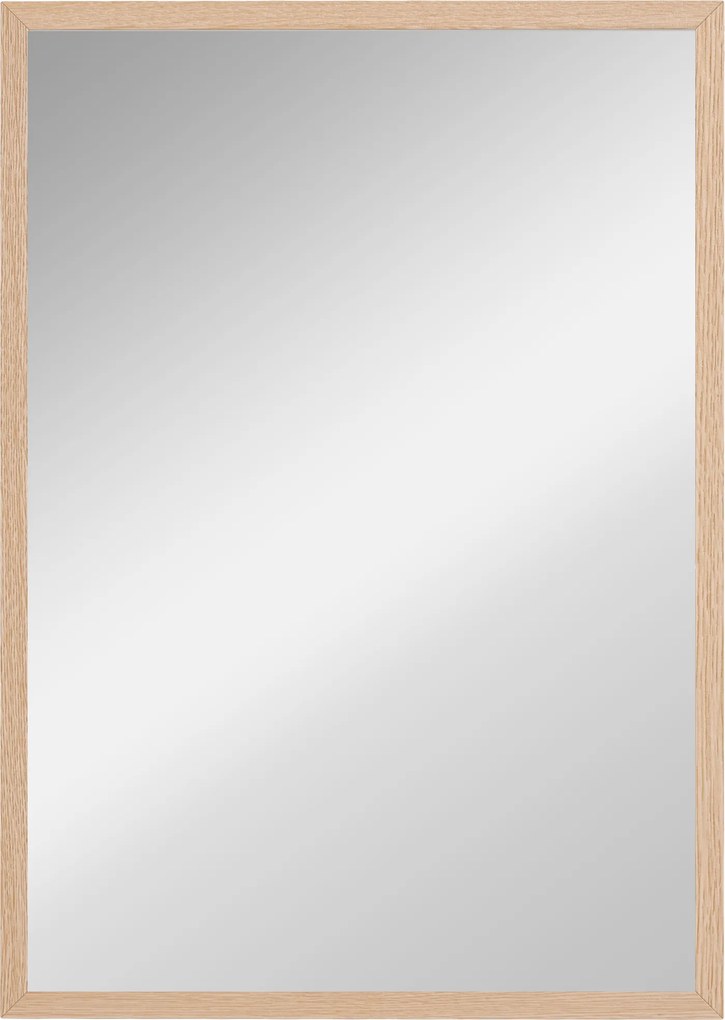 Espelho de Parede Decorativo 50x70 cm Espelho Retangular Espelho de Sala com 4 Ganchos Metálicos Estilo Moderno Madeira
