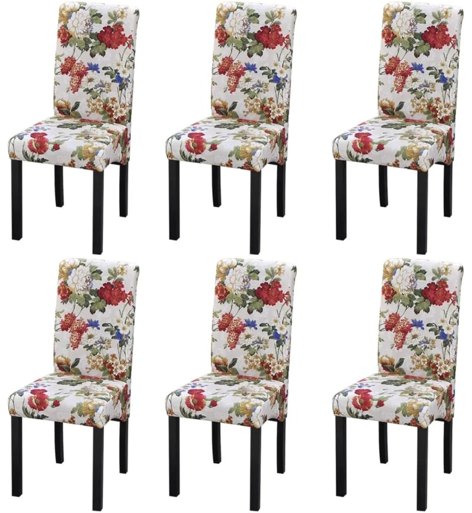 Cadeiras de jantar 6 pcs tecido multicor