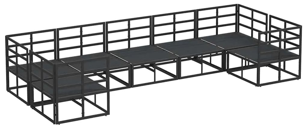 Conjunto de Sofá de Jardim 7 pcs Preto Alumínio
