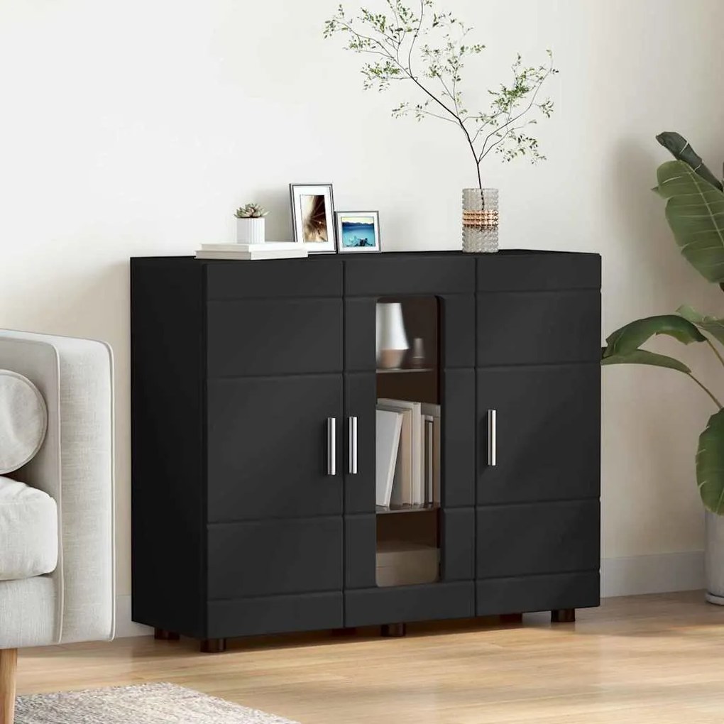 vidaXL Buffet com porta Preto 55.5 x 29 x 100 cm Madeira processada